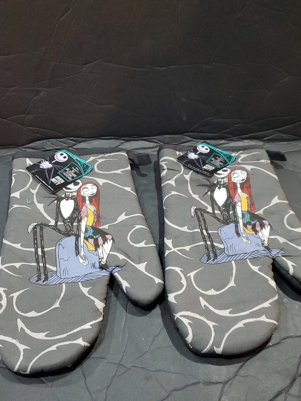 Disney’s Tim Burton's Nightmare Before Christmas Jack and Sally 2 oven mitts New